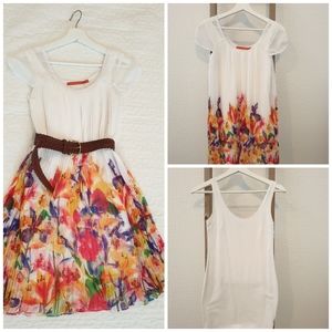 Pleated flower patterned dress